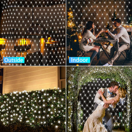 9.8ft x 6.6ft Christmas Net Lights, 200 LED Net Lights with 8 Modes, Connecable, Timer, Waterproof Halloween Lights Outdoor Bush Mesh Lights for Home Garden Wedding Xmas Decorations - Cool White