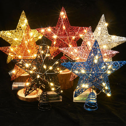 Emopeak 20 LED Christmas Tree Topper, 8 x 10 Inch Indoor Iron Art Star Treetop Light, Two Modes (Keep Light ON/Flash) Blue