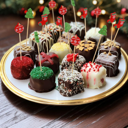 Christmas Decor Bamboo Food Appetizer Fruit Garnish Drink Picks Skewers - 3.9" (10cm) - Christmas Tree, Stocking, Ornament - 100pcs