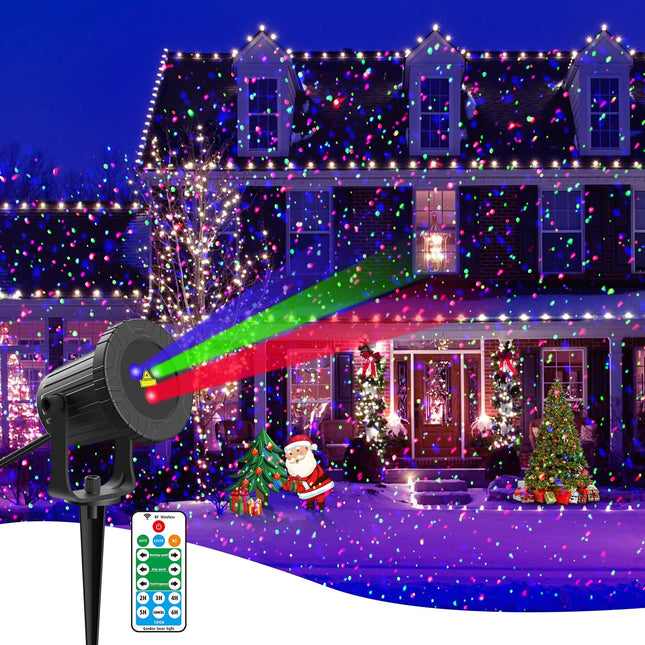 Laser Christmas Projector Lights Outdoor, RGB 3 Colors Firefly Lights & Stars Light Show, Holiday Projector Christmas Decorations for Yard/House/Garden/Party, Christmas , Home Decor
