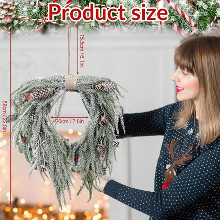 Dingion Norfolk Pine Wreath for Front Door 23 Inch Pinecone Artificial Christmas Cedar Wreath with Pinecones Rustic Farmhouse Wreaths for Kitchen Cabinet Porch Wall Window Mantel Holiday Xmas Decor