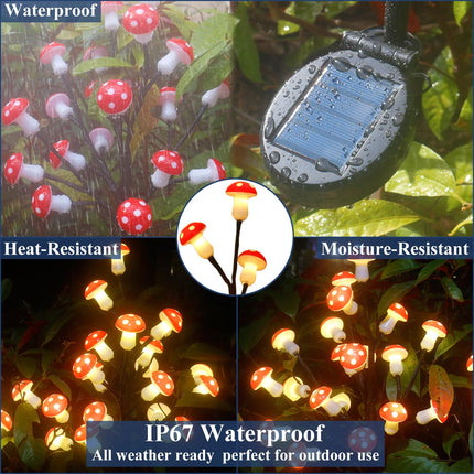 Christmas Outside Decorations Solar Mushroom Garden Stake Lights Outdoor-2PACK 40LED Red Mushroom Decor Tree Lights for Christmas s&Christmas Party, Solar Christmas Lights for Yard Home