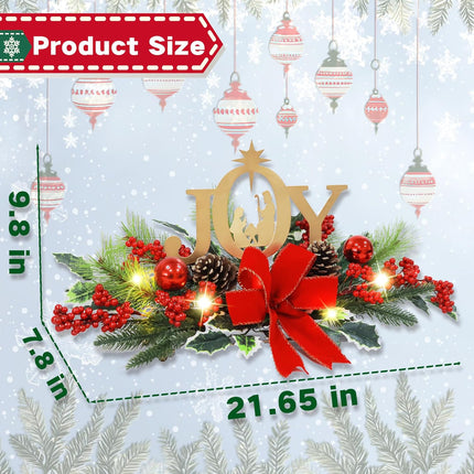LED Lighted Joy Christmas Centerpiece Table Decorations,Nativity Scene Tabletop Decor for Home Party Year Winter Holiday Fireplace