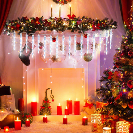 Toodour Christmas Icicle Lights, 20 icicles 90 LED Icicle Lights, Outdoor Indoor Crystal Ice String Lights, Connectable LED Christmas Lights - White Icicle Lights for Christmas Decor Holiday Party
