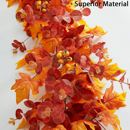 Thanksgiving Decorations - Fall Decor - Fall Garland - 9FT Autumn Maples Leaf Garland for Autumn Decor Hanging Vine Garland for Halloween Thanksgiving Decor Home Wedding Fireplace Party Christmas
