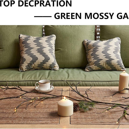 Fudios Greenery Garland with Lights for Mantle with Timer 48 LED 6FT Mossy Vine Garland Lights for Table Centerpieces Indoor Outdoor