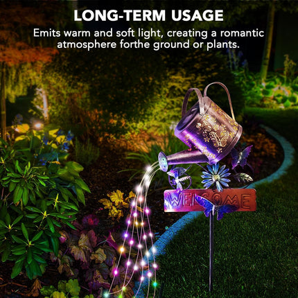 Solar Lights Outdoor Waterproof, Solar Outdoor Garden Decor Watering Can, Large Hanging Lantern Outside Decorations for Backyard Patio Yard Porch Pathway
