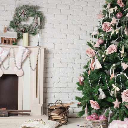 33 Feet Christmas Tree Beads Artificial Pearls Beads Garland Plastic Beads Roll for Christmas Wedding Party Decoration DIY Crafts (Silver)