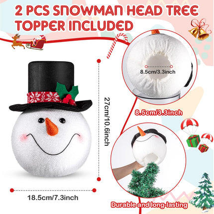 Syhood 2 Pcs Snowman Head Tree Topper Xmas Tree Top Christmas Tree Topper Frosty Hat Tree Topper Snow Man Topper for Christmas Decoration Winter Holiday Ornament