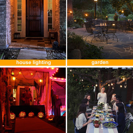 Hompavo 【d】 LED Flame Light Bulbs, 4 Modes Flickering Light Bulbs with Upside Down Effect, E26/E27 Flame Bulb for Halloween Christmas Party Patio Porch Home Indoor & Outdoor Decorations - 2