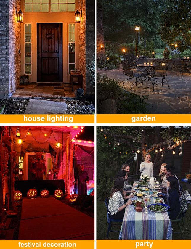 Hompavo 【d】 LED Flame Light Bulbs, 4 Modes Flickering Light Bulbs with Upside Down Effect, E26/E27 Flame Bulb for Halloween Christmas Party Patio Porch Home Indoor & Outdoor Decorations - 2