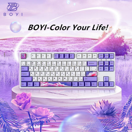 BOYI IK87 75% Hotswap Wireless Mechanical Keyboard,BT5.0/2.4G Wired Tri-Mode RGB Gaming Keyboard Double-Shot PBT Keycaps Gateron Yellow Switch Gasket N-Key Rollover TKL Keyboard for WINS/PC/Mac