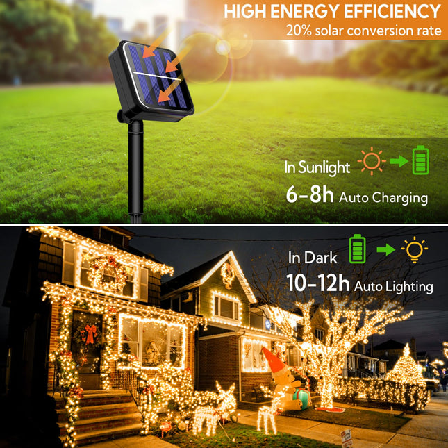 4 Pack Solar String Lights for Outside, 400LED 160FT Bright Solar Lights Outdoor Waterproof, Copper Wire with 8 Modes Fairy Lights for Tree Garden Party Wedding Halloween Decor (Warm White)