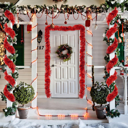 Boao 39.6 FT Christmas Tinsel Garland Christmas Tree Decorations Garland Glitter Tinsel Twist Garland Shiny Hanging Decoration for Party Supplies Xmas Tree Home Stairs Indoor Outdoor Decor