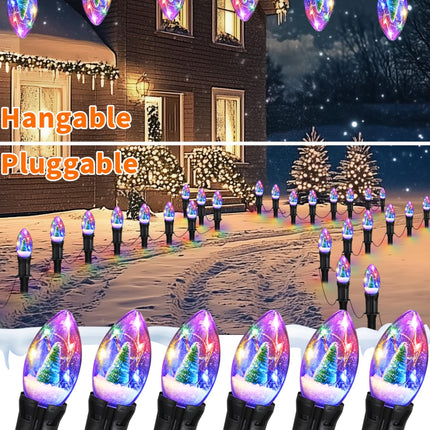 Christmas Pathway Lights Outdoor, 25Ft 20 Led C9 Christmas Lights with 20 Stakes, Waterproof Connectable Christmas Walkway Lights for Sidewalk, Yard, Garden, Lawn, Outdoor Christmas Decorations