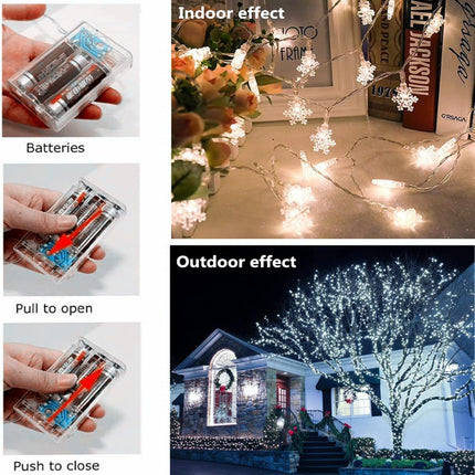 Christmas Lights, 40 LED Snowflake String Fairy Lights for Home, Party, Christmas, Wedding, Garden, Xmas Garden Patio Bedroom Decor Indoor Outdoor Celebration Lighting