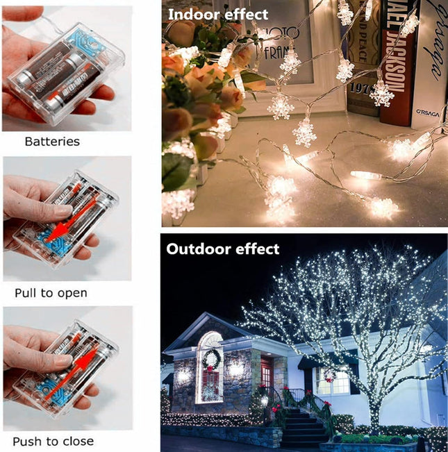Christmas Lights, 40 LED Snowflake String Fairy Lights for Home, Party, Christmas, Wedding, Garden, Xmas Garden Patio Bedroom Decor Indoor Outdoor Celebration Lighting