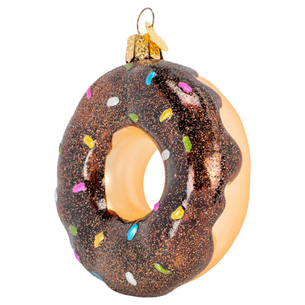 Old World Christmas Chocolate Frosted Donut Glass Blown Ornament for Christmas Tree