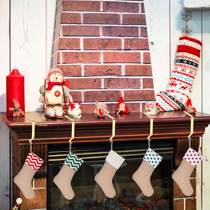 Sunshane Christmas Stocking Holders Metal Mantel Stocking Hanger Hooks Fireplace Hang Grips for Christmas Party Decorations (Gold, 5)