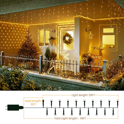 Cluster Lights Christmas, 400 Led Christmas Lights 49FT Fairy Lights Green Wire 8 Modes Cluster Lights Timer Remote Plug in Twinkle Fairy Lights for Bedroom Xmas Tree Garland Window Party