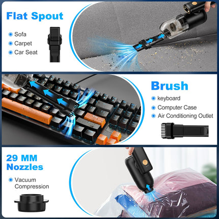 Handheld Car Vacuum Cleaner Cordless, 20000Pa High Power Hand Held Vacuum Cleaner With Brushless Motor, 180°Foldable & Dual Led Light, Portable Vacuum Cleaner For Car Home Office