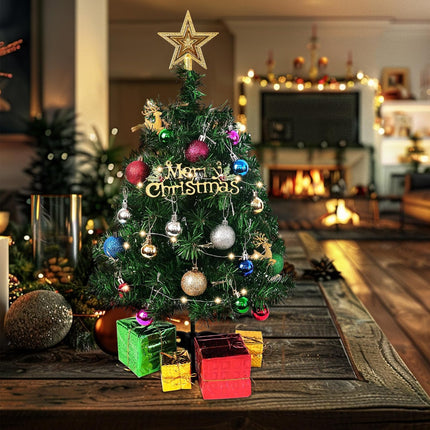 Mini Christmas Tree, 2ft Artificial Small Table Top Christmas Tree, Tabletop Christmas Tree with Star, Ball Ornaments for DIY Xmas Tree