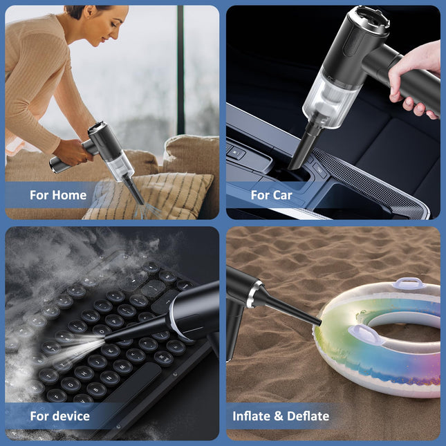 Car Vacuum Cleaner High Power, Handheld Mini Vacuum Cordless,9000Pa Strong Suction,Rechargeable Portable Vacuum Cleaner 3 In1 Dust Buster & Air Blower & Hand Pump, Dry Use For Car, Keyboard