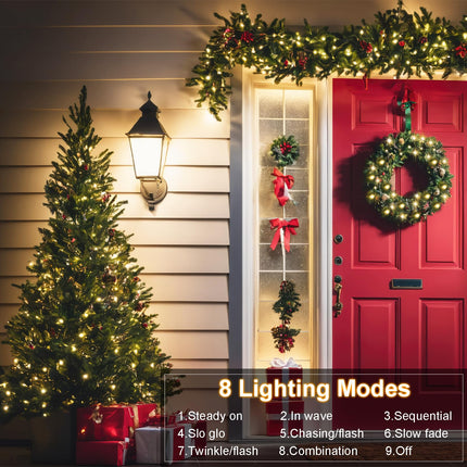 200 LED 66ft Christmas String Lights Battery Operated, Battery Christmas Lights with Remote Timer Outdoor Fairy Lights for Wreath Party Xmas Trees Decor (Warm White)