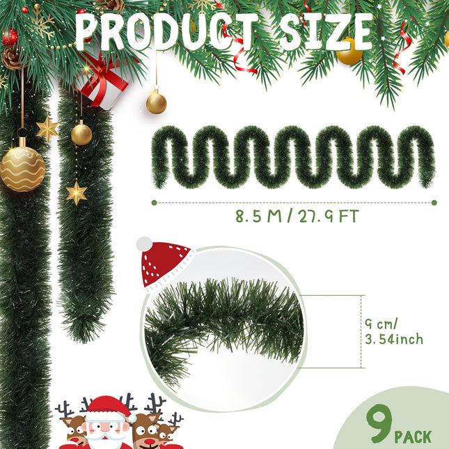 Hotop 252 ft Christmas Garland for Christmas Decorations Non Lit Soft Green Garland for Outdoor or Indoor Use Artificial Plastic Garland Greenery Holiday Garden Wedding Party Decoration