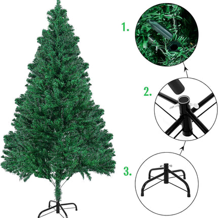 GlyinnHe 6FT Green Half Artificial Christmas Tree，Xmas Fake Half Pine Tree with Foldable Metal Stand Fully Easy Assembly Hinged Artificial Tree for Home Decoration, Party, Office