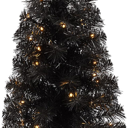 Nearly Natural 2ft. Black Artificial Christmas Tree with 35 LED Lights and 72 Bendable Branches