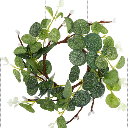 DOITOOL Candle Wreaths Rings 6 Inch - 2PCS Christmas Candle Rings - Greenery Wreath Candle Rings Wreaths for Christmas Centerpiece Table Decorations Farmhouse Wedding Party Home Decor