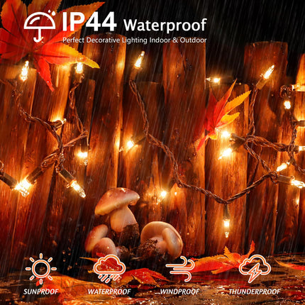 YOUNGAR 13FT 50 Clear Christmas Lights Outdoor, UL Approved Christmas Tree Lights with Brown Wire, Incandescent Mini Lights Plug in for Indoor Outdoor Tree Patio Garden Xmas Decor