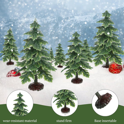 60 Pcs 2.8 Inches Mini Christmas Tree Artificial Christmas Tree Miniature Craft Christmas Pine Tree with Plastic Base for Xmas Party Cake Toppers Kitchen Office Desktop Craft Decorations