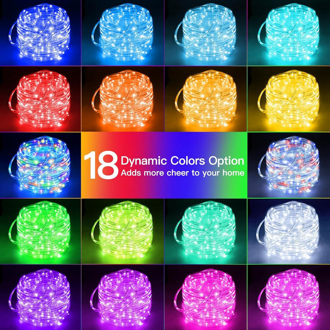 Afirst RGB Rope Lights Outdoor 18FT - Remote Control Colored Fairy Lights Connectable IP65 Waterproof RGB Strip Lights for Home Decor, Garden, Bedroom, Patio, Holiday Decoration