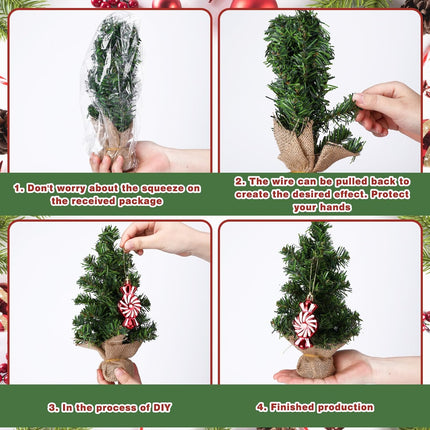 Yinder 8 Pcs Mini Christmas Tree 7.87 Inch 11.81 Inch Miniature Artificial Christmas Tree Small Fake Xmas Pine Tree with Base for Winter Mantel Village Home Kitchen Dining Table Holiday Decorations