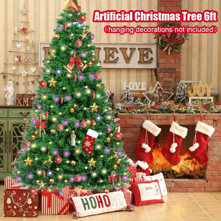 Christmas Tree, 6 FT Artificial Christmas Tree, Xmas Pine Tree with Solid Foldable Metal Stand Perfect for Indoor and Outdoor Holiday Decoration, Green