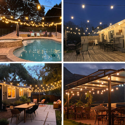 Honche Outdoor String Lights Patio Lights String Lights for Outside Christmas Lights Outdoor Waterproof Weatherproof Warm White 20 S14 Bulb 8 Modes 49.2FT