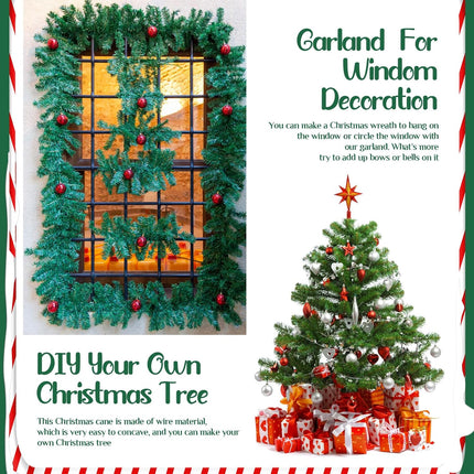 Hotop Artificial Christmas Garland Twist Pine Garland Tinsel Garland Xmas Metallic Decoration Faux Holiday Decor for Stair Fireplace Christmas Tree Wreath(324 ft,Green)