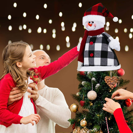 Skylety Large Snowman Tree Topper Christmas Snowman Tree Topper Ornaments with Hat and Scarf for Winter Supplies Christmas Decorations Wonderland Home Party