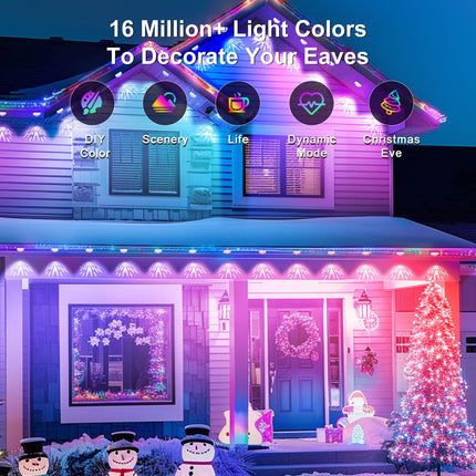 Permanent Outdoor Lights Pro, Warm White LED Christmas Eave Lights 30ft with 22 LED, Waterproof RGB Starry Eaves Lights with App/Remote for Christams, Halloween, Holiday, Party（White