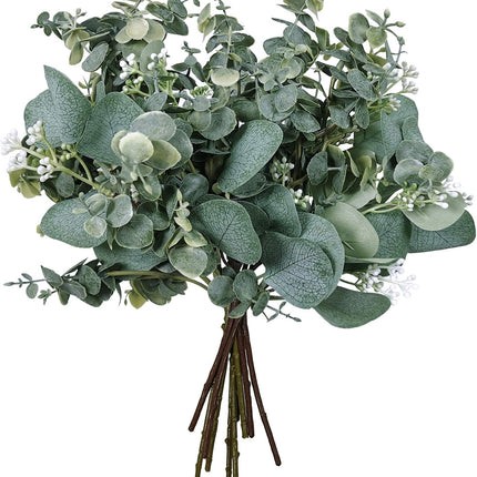 Bulk Artificial Silver Dollar Eucalyptus Leaves Picks Stems and Faux Branches for Vase Bouquets Floral Arrangement Wreath Rustic Farmhouse Greenery Decoration