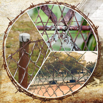 30 Feet Christmas Fake Rusted Barbed Wire Garland Christmas Decorations 4 Pieces Fake Barb Wire Rusted Barbed Wire Wreath Rusty Garland Crafts Cowboy Western Tree Hanging Decorations(Dark Brown)