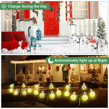 4 Pack Christmas Solar Lights Outdoor Santa Claus Solar Powered Garden Stake Lights Waterproof Xmas Pathway Lights for Holiday Patio Yard Garden Walkway Outside Decorations (Snowman)