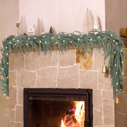1 Pack Christmas Norfolk Garlands Set 6 Feet Artificial Winter Pine Garland Light String Faux Greenery Garland Green and White Pine Garland for Xmas Holiday Home Indoor Decor