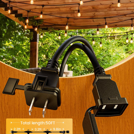 Svater Outdoor String Lights 150FT, E26 Socket, 48pcs S14 Shatterpoof Bulbs, 1 Watt Dimmable 2700K Warm White, IP65 Waterproof Commercial Grade Patio Lights（3 Pack X 50FT）