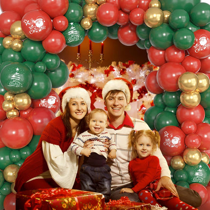 Ouddy Life Christmas Balloon Garland Arch Kit, 181 pcs Christmas Party Decorations Red Green Gold Snowman Christmas Tree Ballooons for Christmas Xmas Holiday Birthday Baby Shower Year Supplies