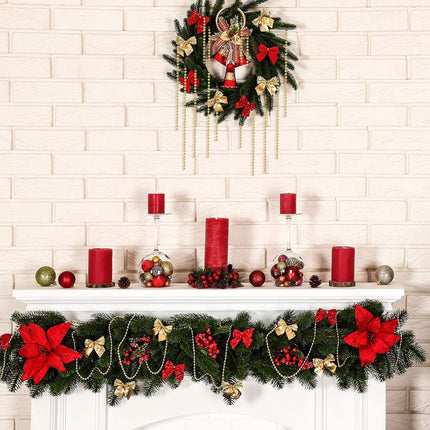 WILLBOND 50ft Christmas Tree Beads Artificial Pearls Beads Garland Plastic Beads Roll for Christmas Tree Wedding DIY Decoration Supplies(Gold)