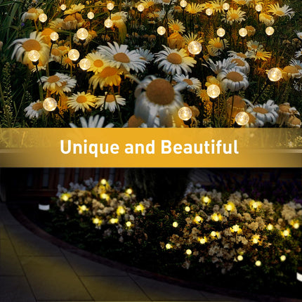 8 Modes Firefly Garden Lights Solar Outdoor - Waterproof Fairy Lights with 1200mAH Solar Panels - LED Swaying Crystal Globe for Yard Decorations, Christmas, Pathway, Patio - 4 Pack