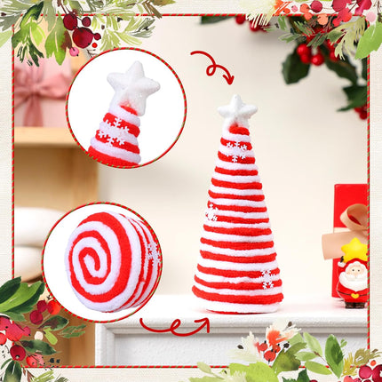 6 Pcs Christmas Table Decorations Mini Christmas Trees Yarn Trees Red and White Farmhouse Decor Tabletop Xmas Ornaments for Home Table Indoor Kitchen Room Holiday Tiered Tray